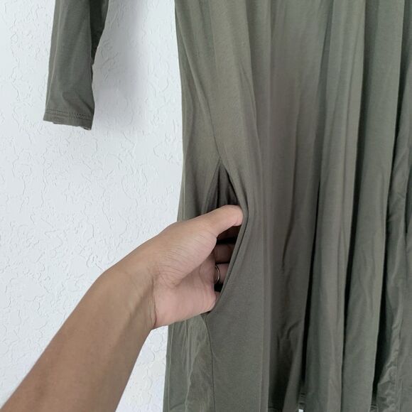 Lulus Twirl Power Dress Women M Olive Green 3/4 Sleeve TShirt Mini Stretch Fall - Picture 3 of 9